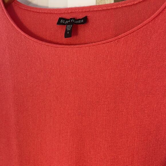 Eileen Fisher 100% Merino Wool Sweater Tunic Top Coral Orange Oversized Fall - Picture 4 of 7
